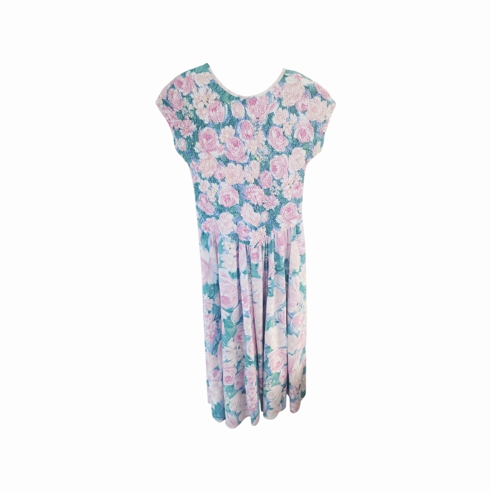 Vintage 80's Jeffrey & Dara By Linda Hutley Pastel Floral Tea Dress M